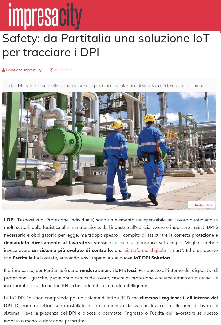 partitalia presenta iot dpi solution per la sicurezza sul lavoro