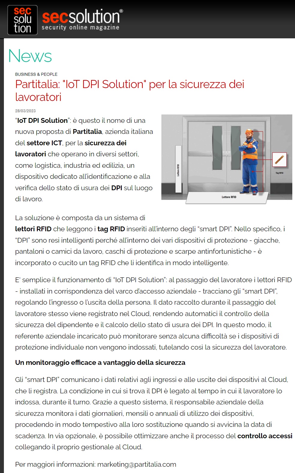 iot dpi solution per la sicurezza sul lavoro